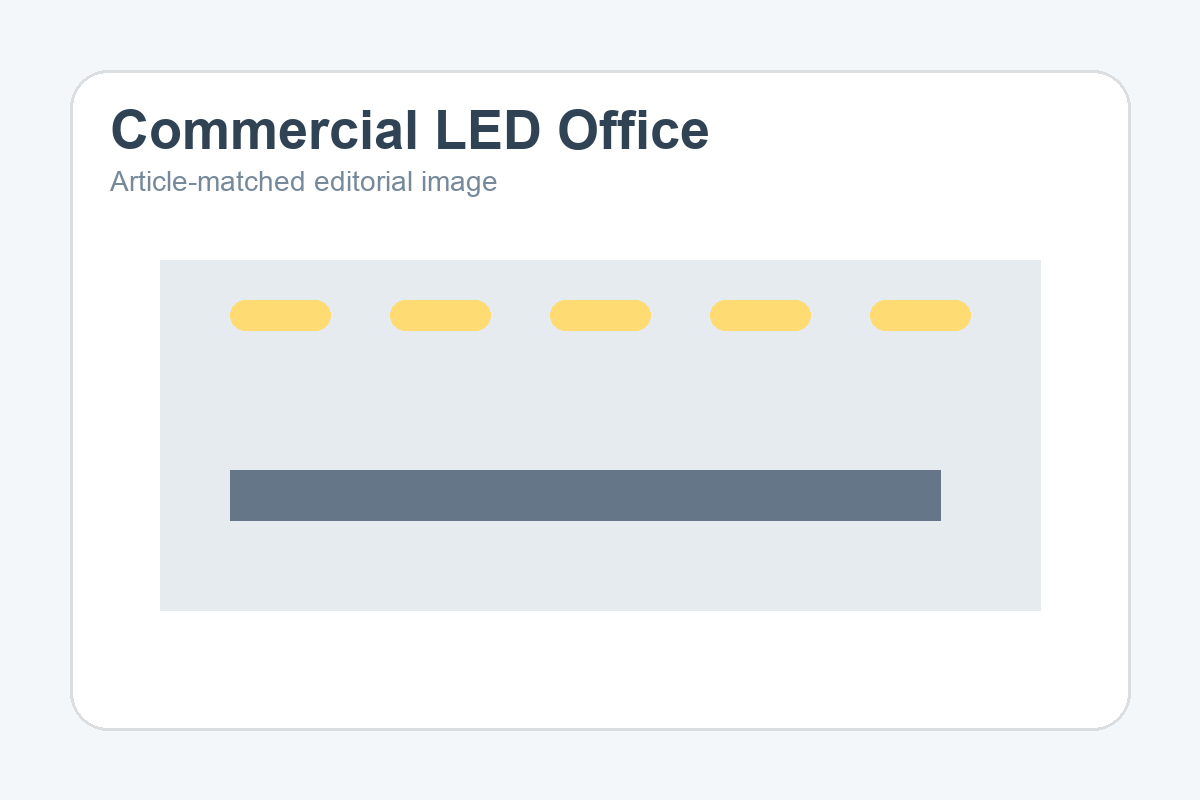 Clean LED recessed fixtures in a well-lit hallway